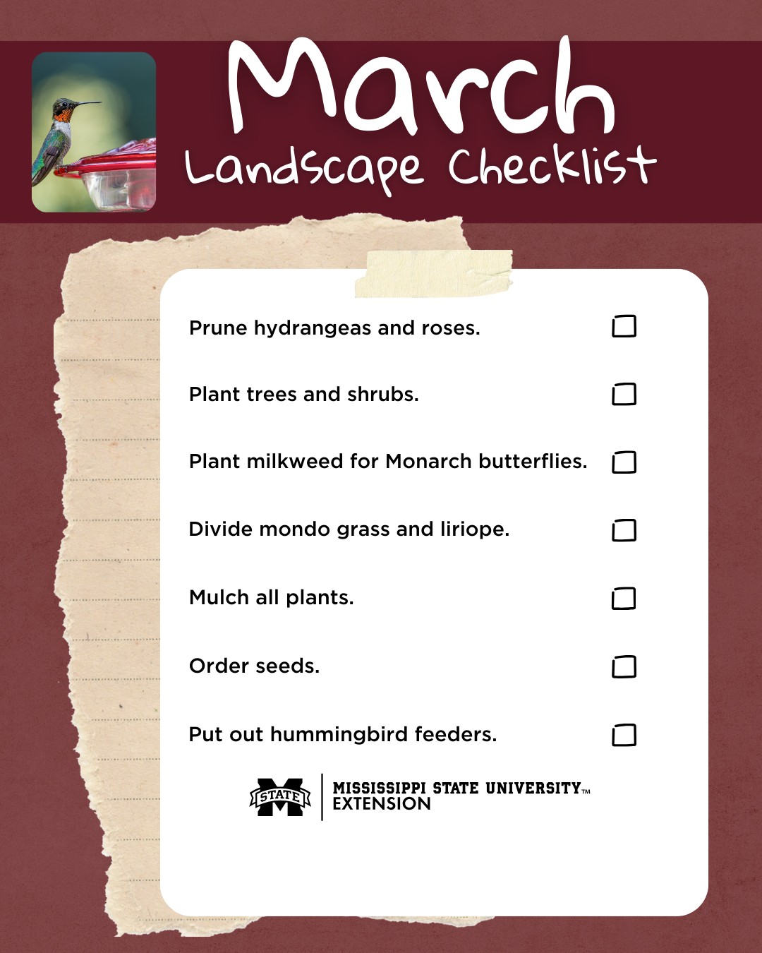 Mississippi - Here’s your March landscape checklist! Some tasks include ...