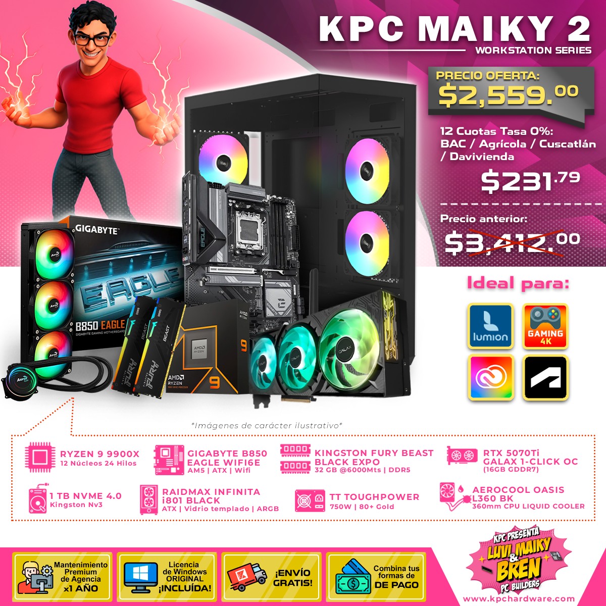 KPC - 🧑🏻‍🦱CASE: RAIDMAX INFINITA SERIES i801 BLACK / ARGB / VIDRIO ...