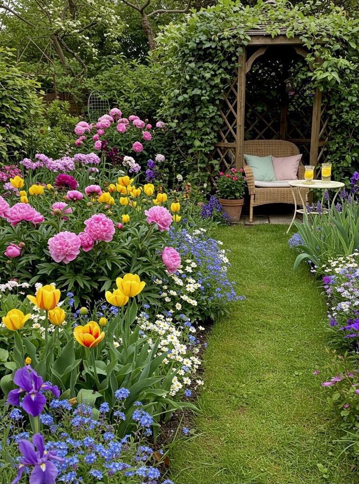 Pink and purple cottage garden ideas for zone 9b-10