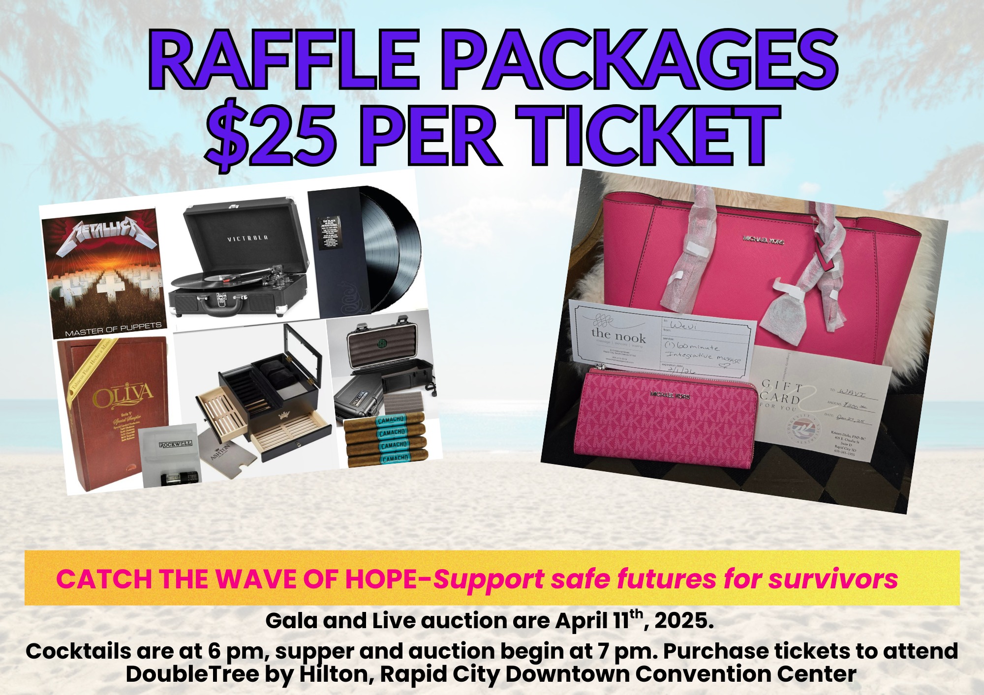 Working - Check out the items for raffle! Metallica and cigars ...