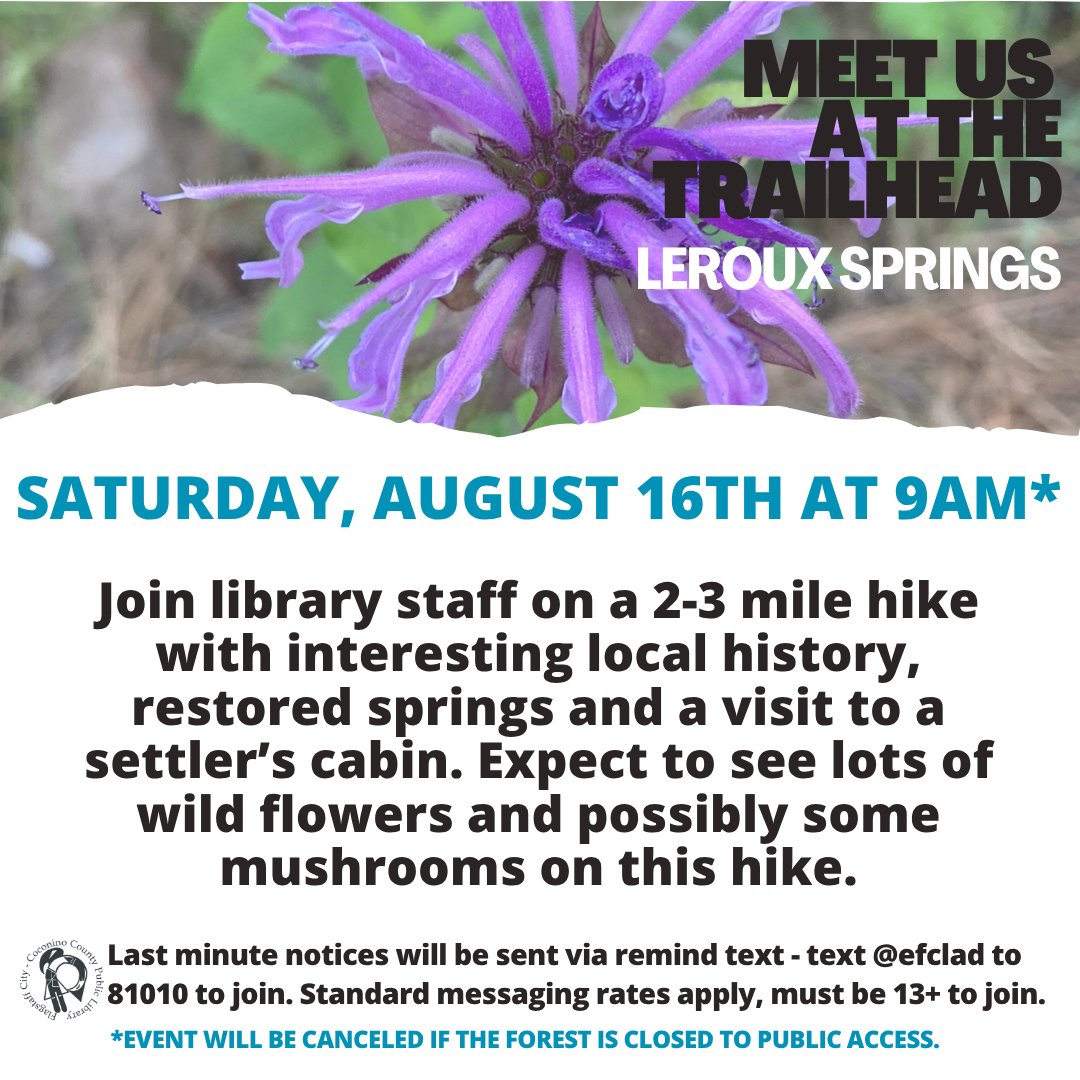 Flagstaff - 🥾🌸 Meet us at the trailhead! Join library staff for a ...
