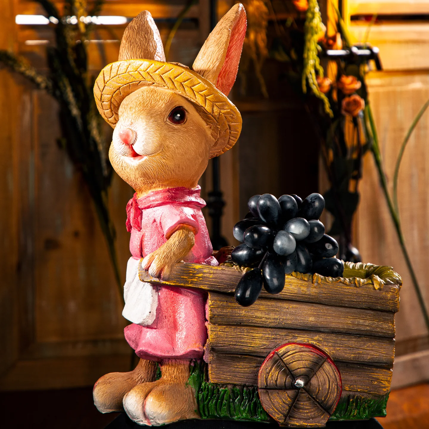 Gaia - Fiber garden decor rabbit with cart is a perfect choice for your ...