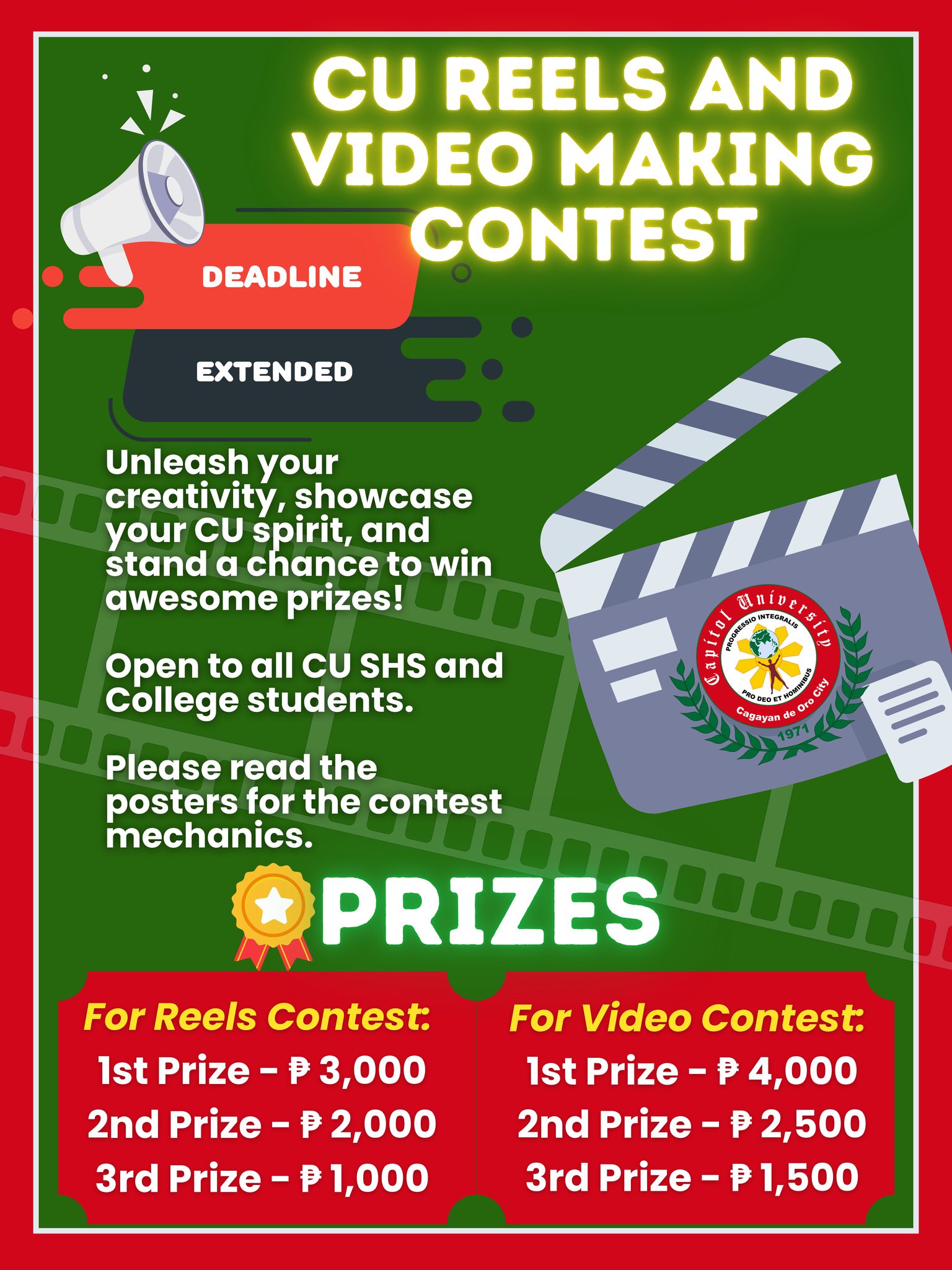 CU Reels and Video making Contest... - Capitol University | Facebook