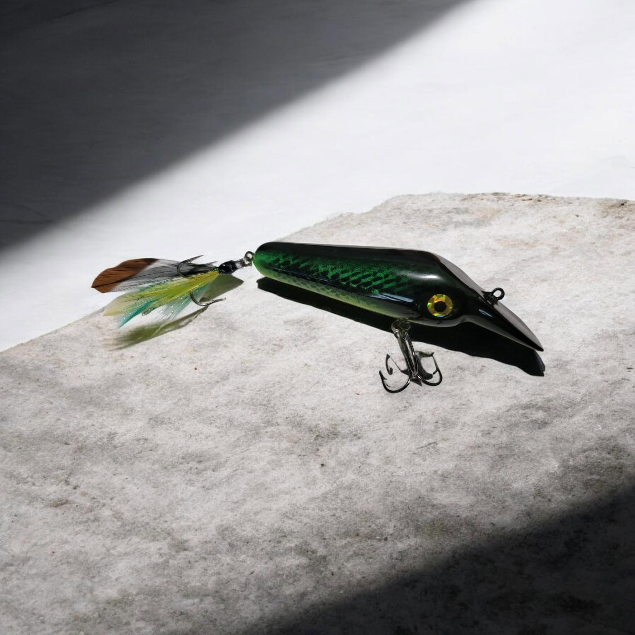 dan lure fishing Musky (XXX Lures) Tadpole, Rainbow w/COA which also serves as a tail illustrations, paintings,art,prints Grandpa's Lures 