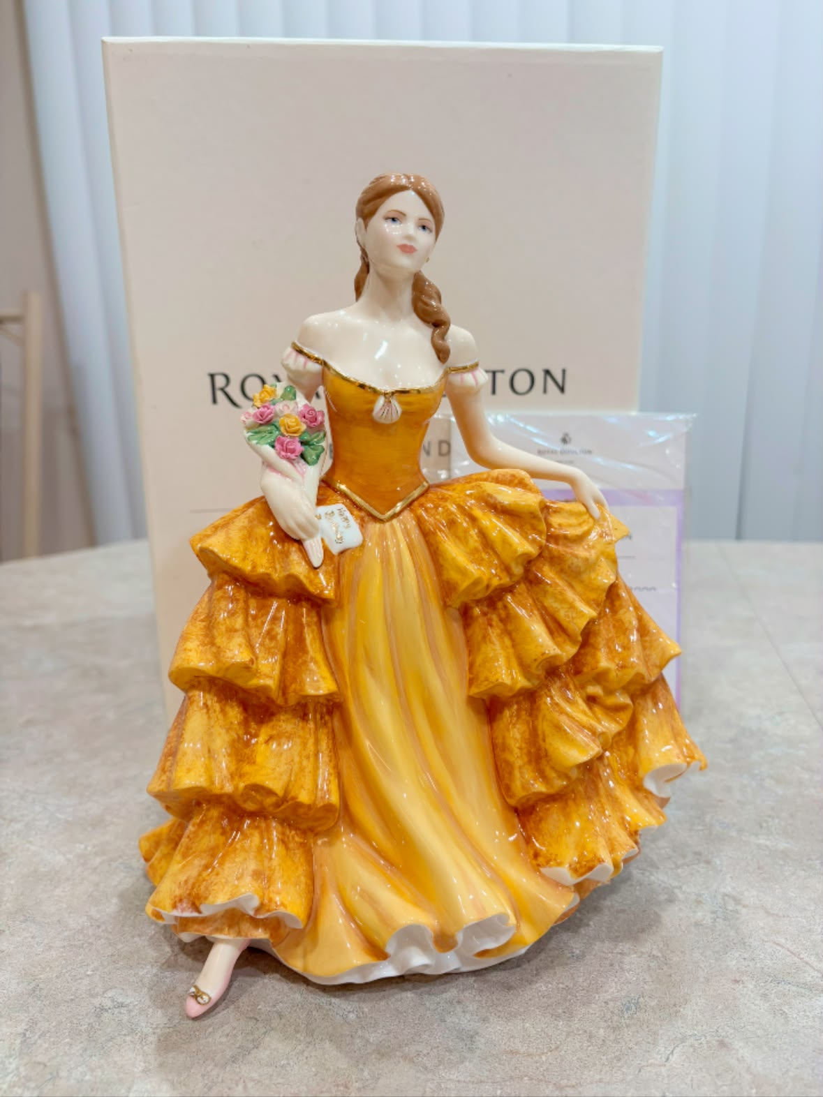 royal doulton figurines yellow dress Lady Figurine After Price Jane HN2806 - Royal Doulton