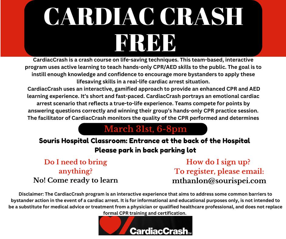 Town of Souris - March 31st 6-8pm FREE Cardiac Crash... | Facebook