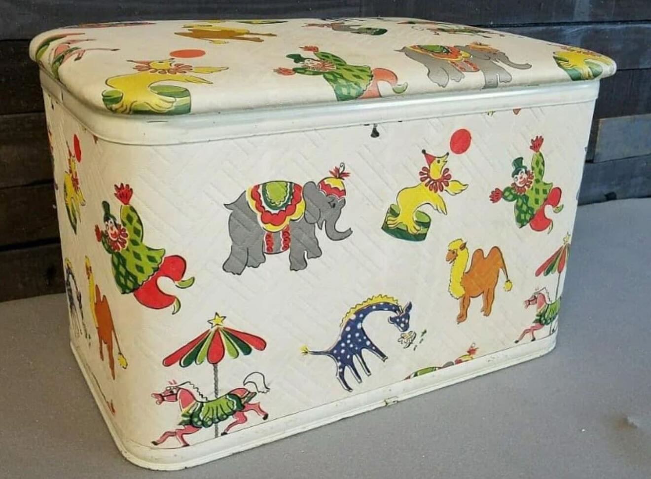 1950s PEARL-WICK Gay Time Quilted Vinyl Toy Chest. What would you