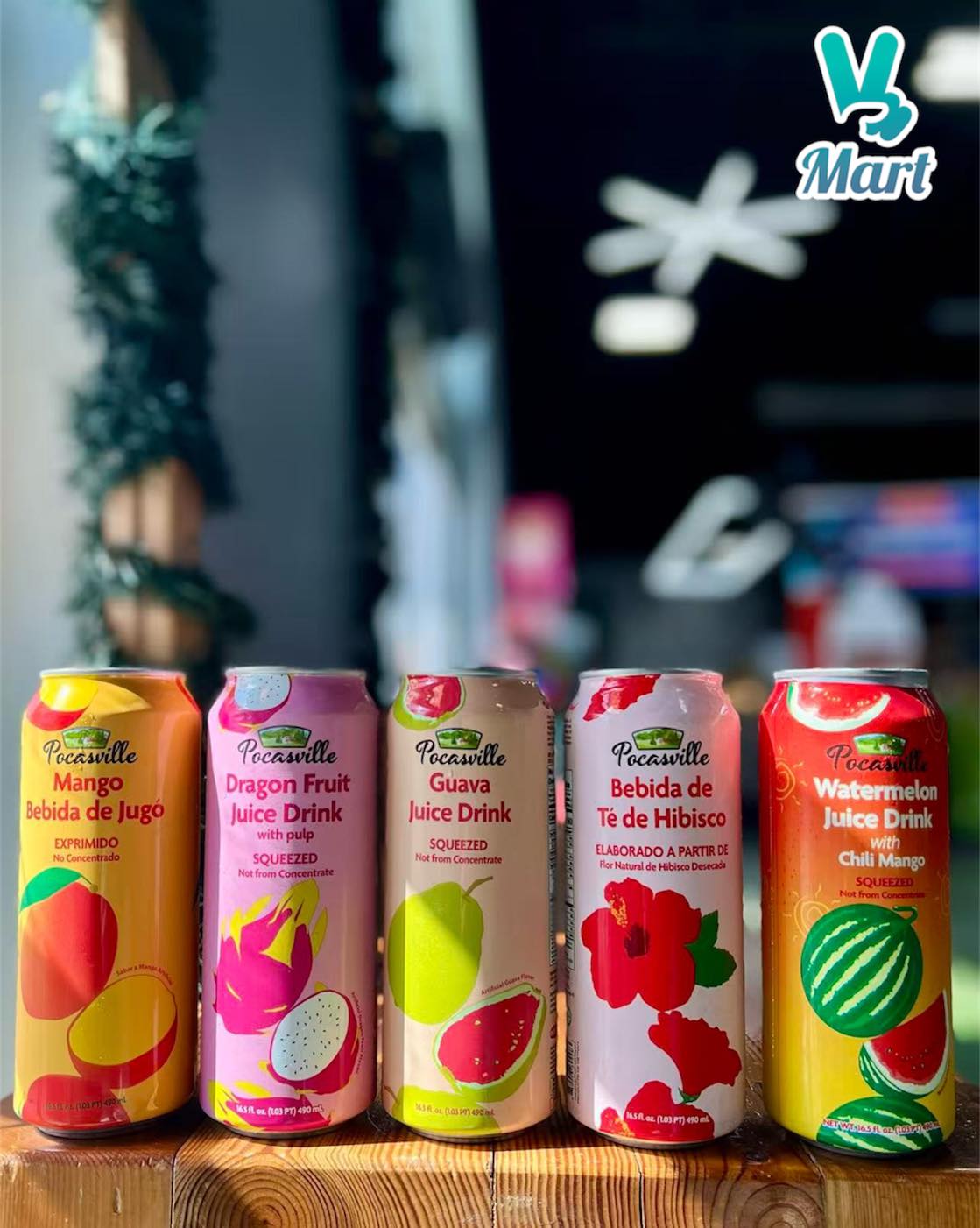 Pocasville tropical juice drinks now available at V Mart in Corpus