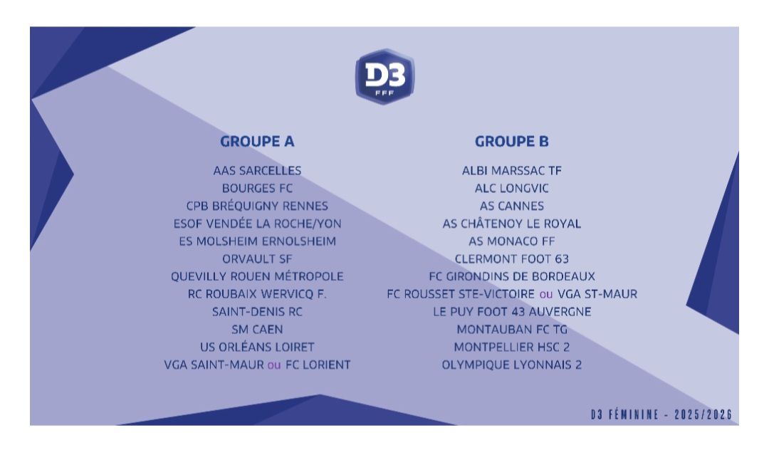 FOOT FEM LIVE - D3 - Les groupes 2025-2026 publiés Le... | Facebook