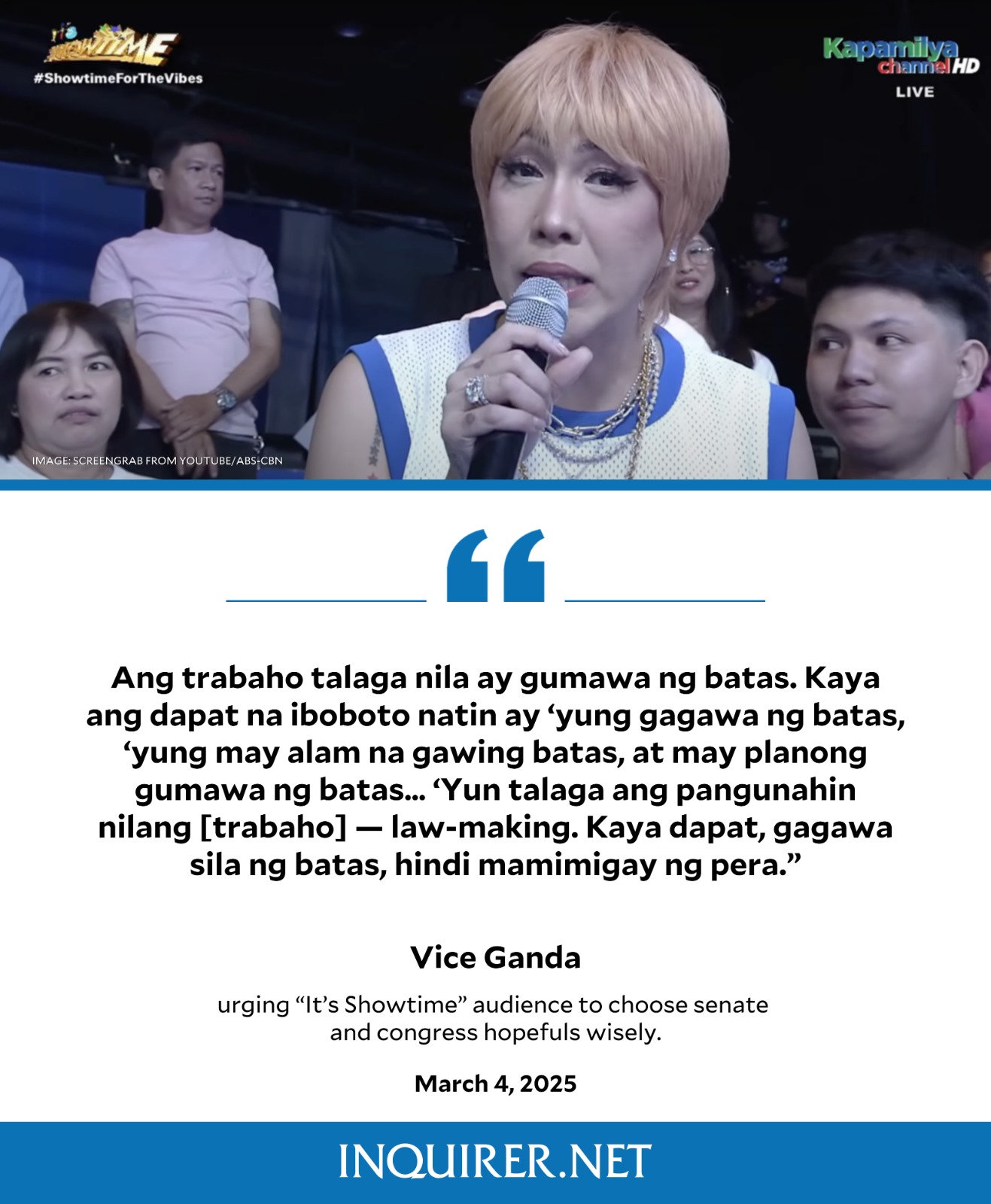 INQUIRER.net - TV host-comedian Vice Ganda took a firm...