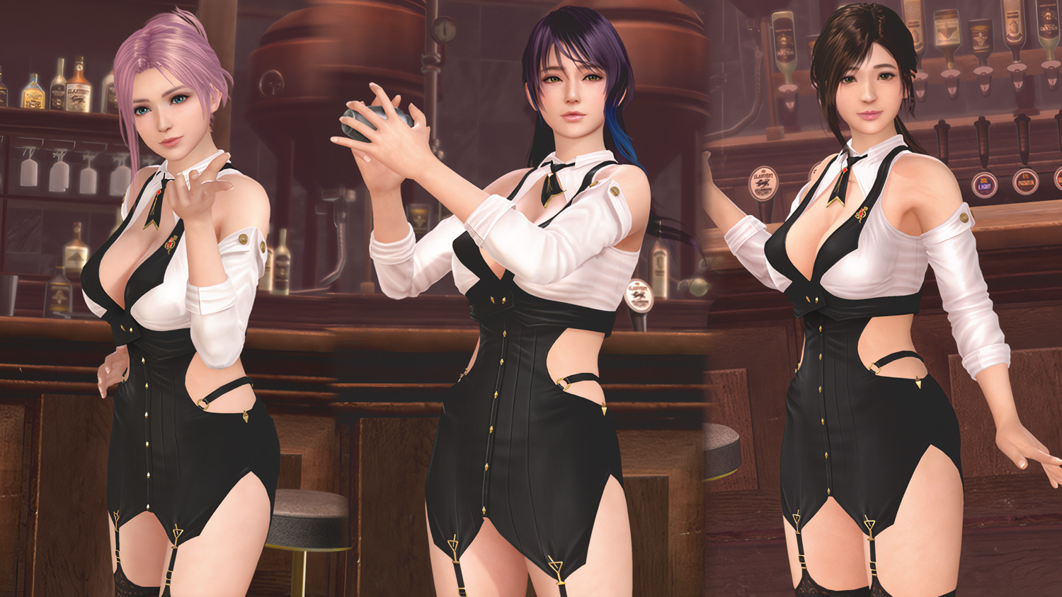 DOAXVV JP new outfit banner Stair Night (Elise, Shandy, Sayuri)