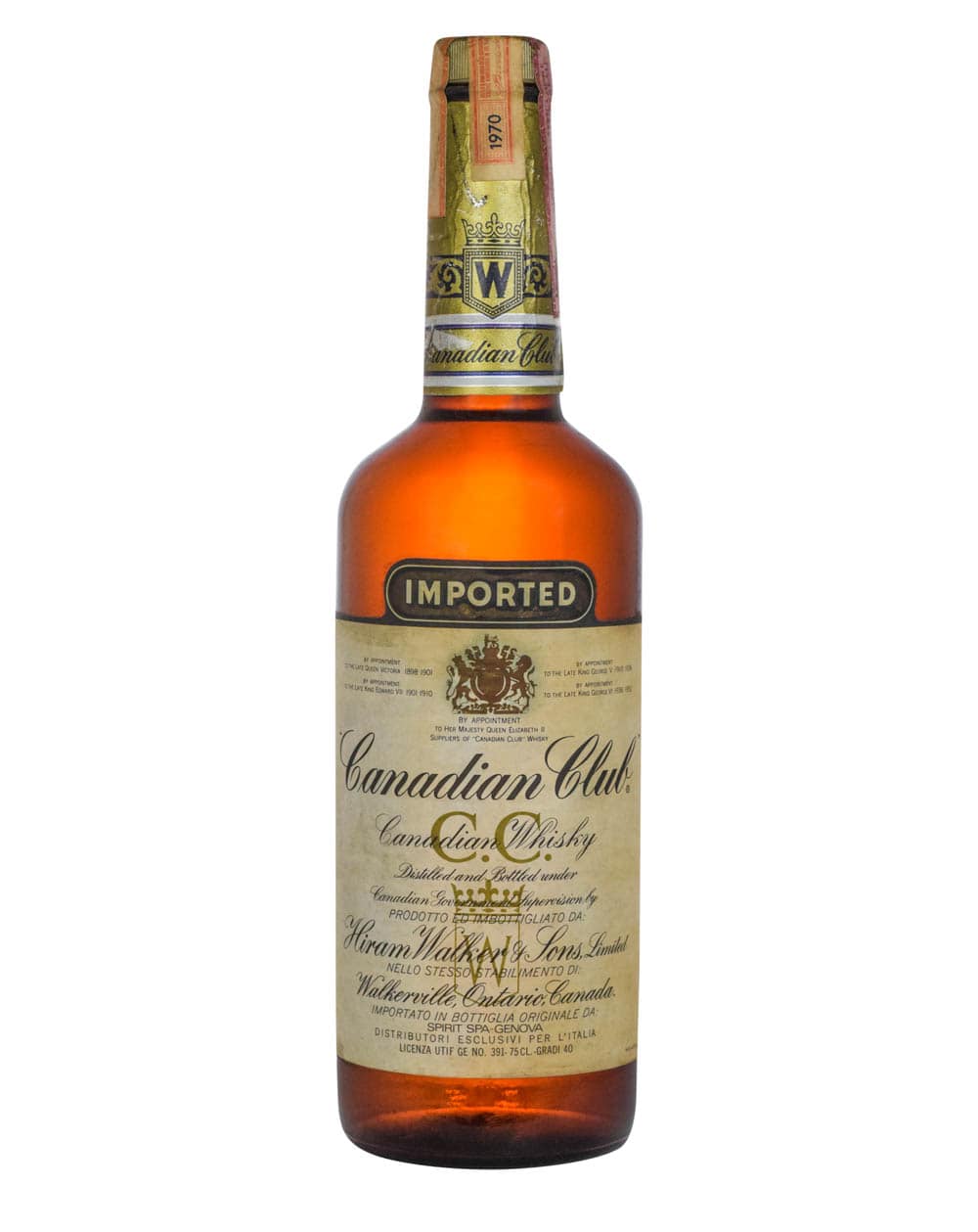 What is the value of a sealed 1971 Canadian Club whiskey bottle?