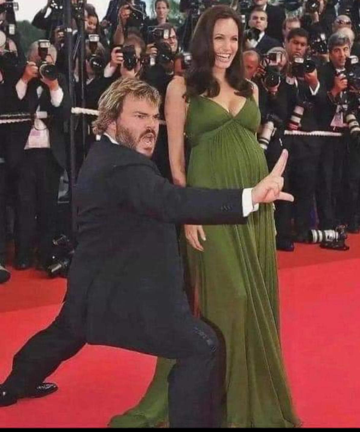 angelina jolie green dress pregnant A and Jack Black 😂 long-formal-gowns