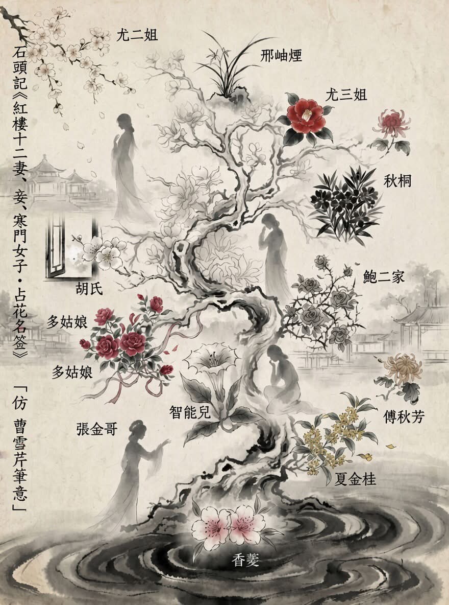 瓷版畫：胡湘雲-《黛玉葬花》、87版《紅樓夢》中的黛玉葬花《葬花詞