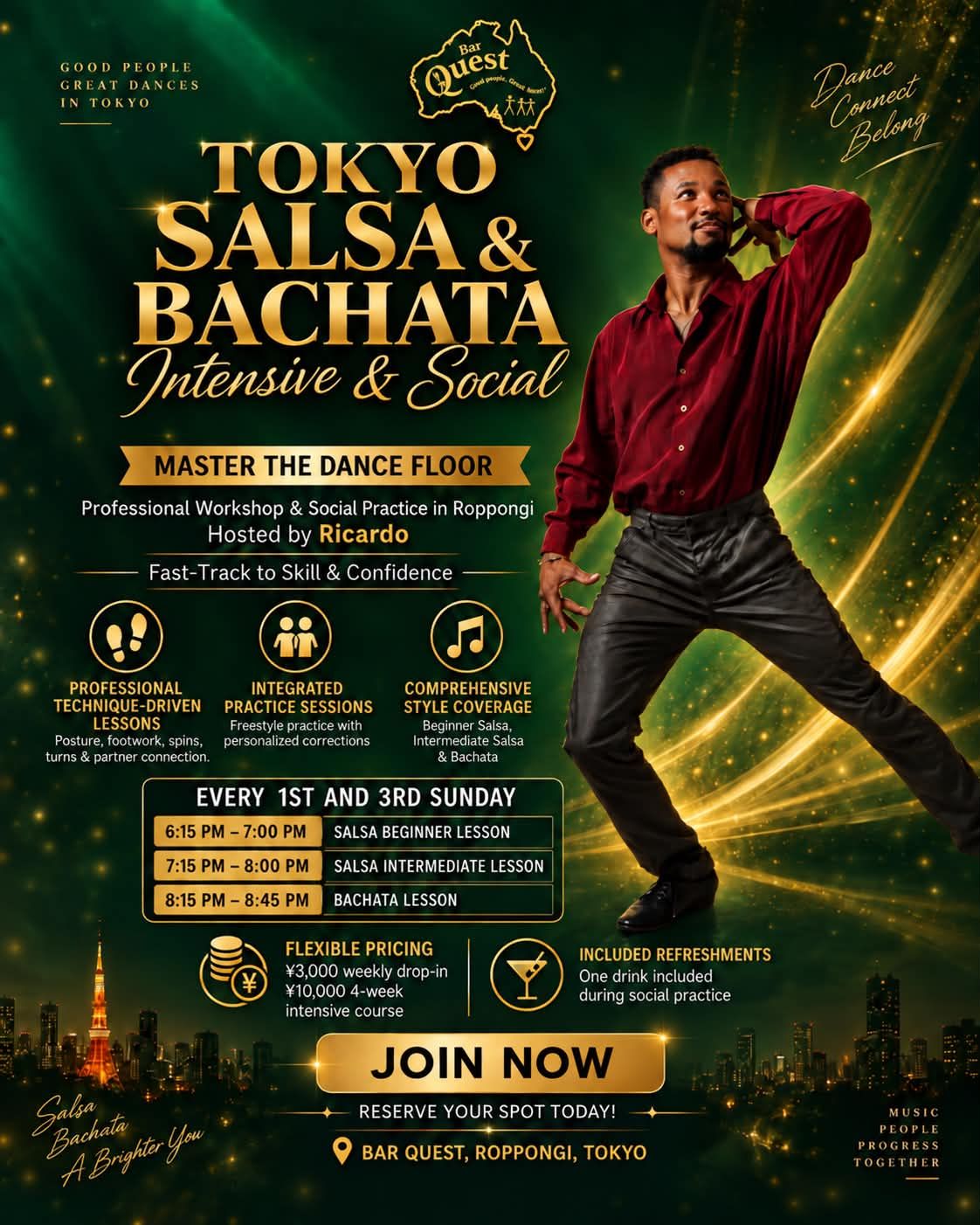 Salsa on1 & Bachata Master lesson plus Social
