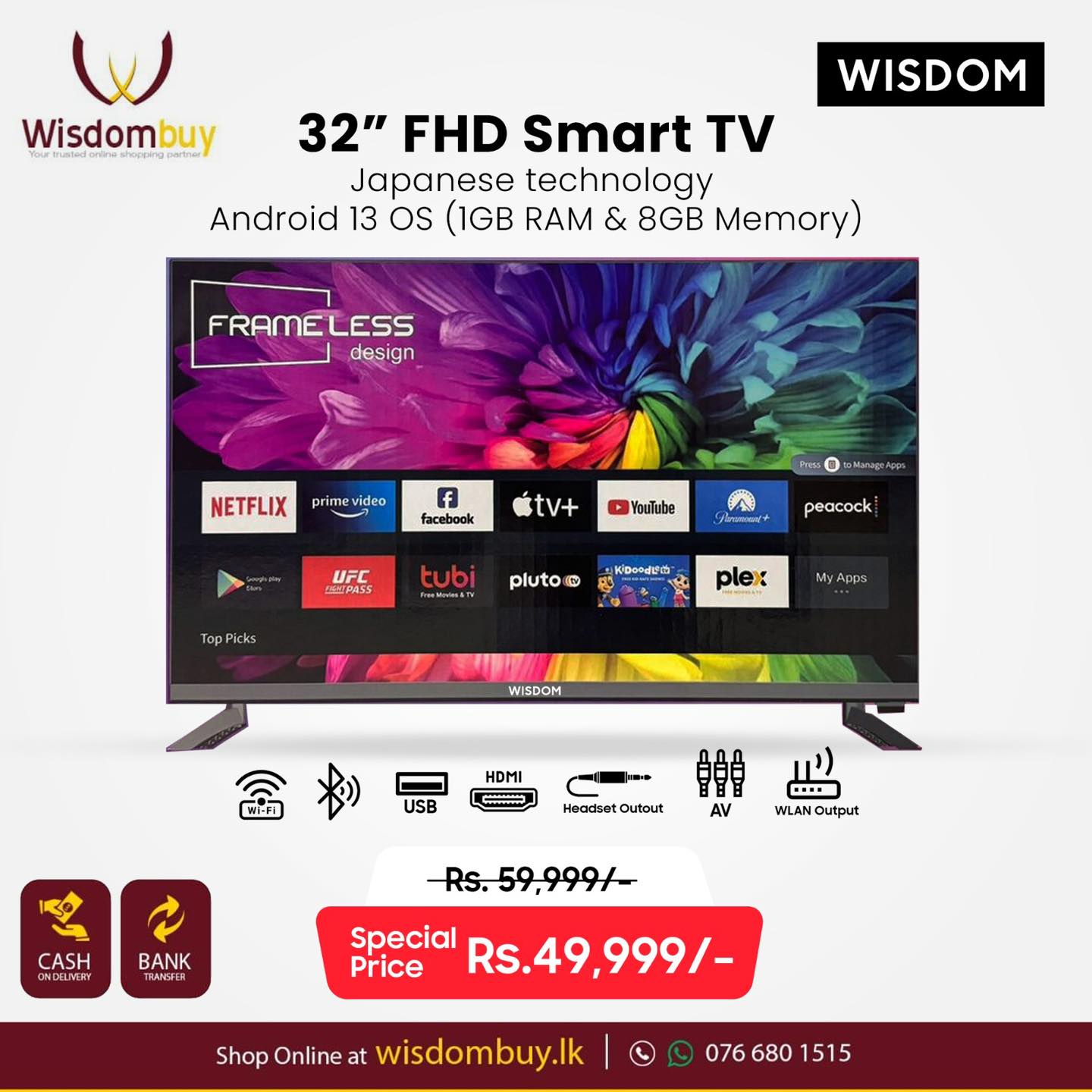 WisdomBuy - New Stock Arrived WISDOM 32” SMART FHD Television Japanese ...