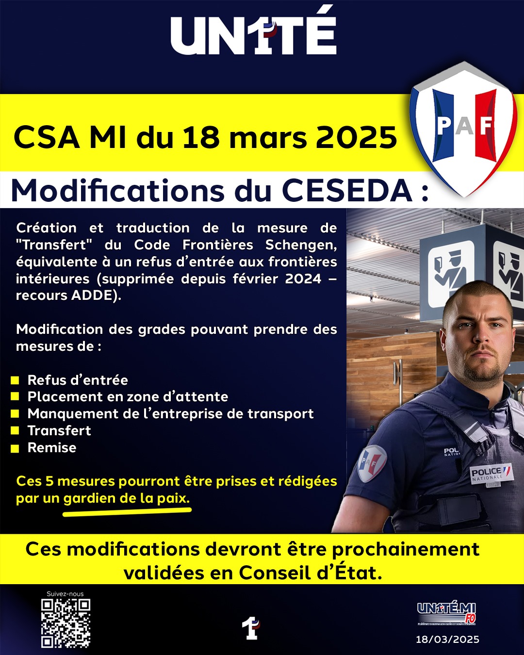 UN1TÉ - 🚩CSA MI du 18 mars 2025🚩 Modification du CESEDA : Création et ...