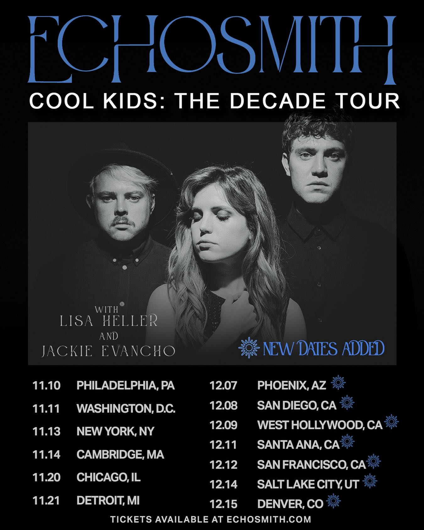Excited to be joining the “Cool Kids” of @echosmith on their tour