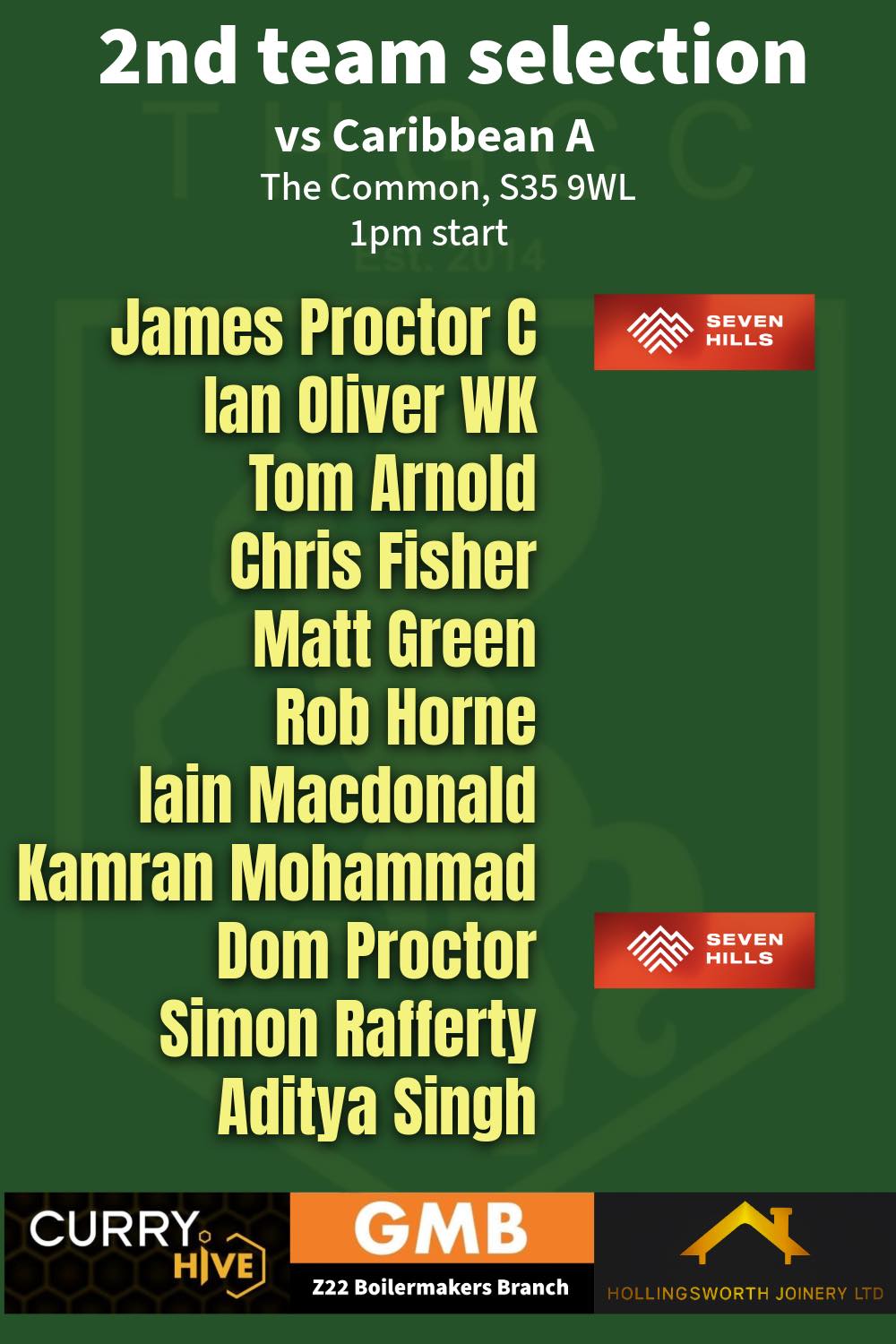 The 2nd team are... - Thorpe Hesley & High Green Cricket Club | Facebook