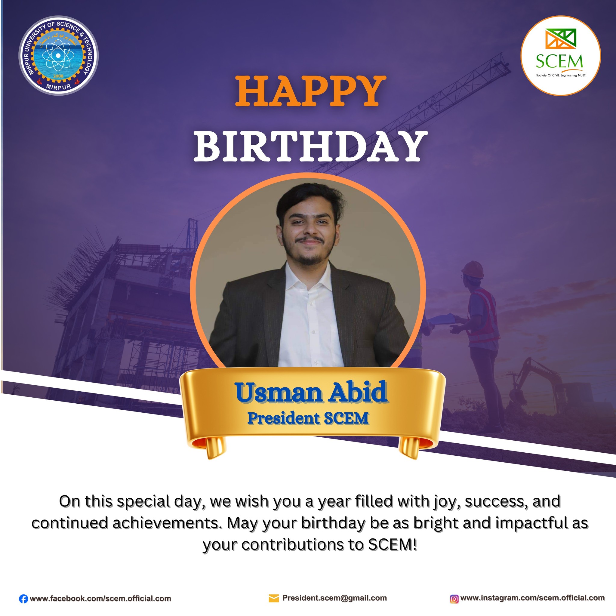 SCEM - Happy Birthday to our incredible President, Usman Abid! 🎉 Your ...
