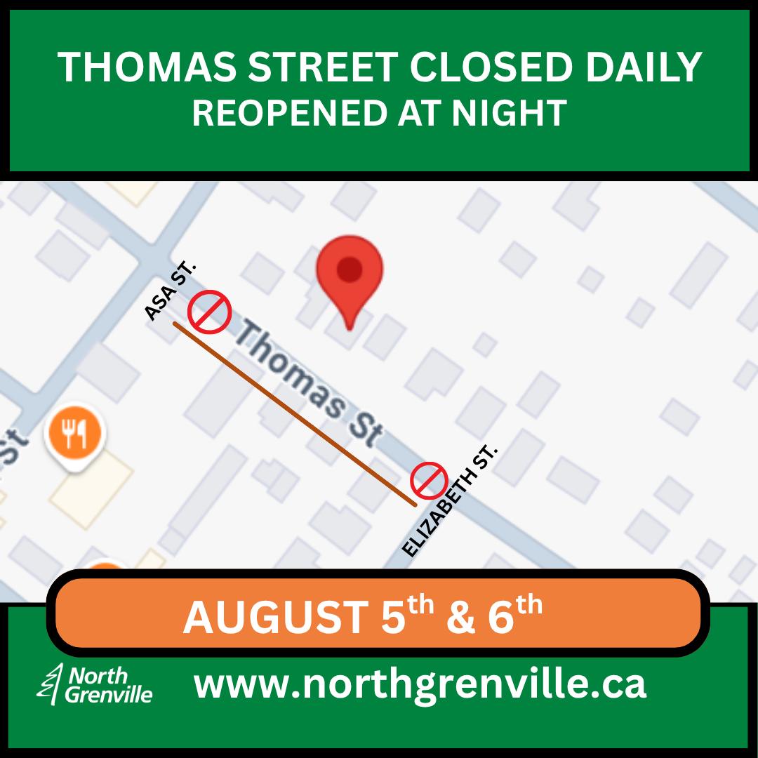 Municipality - ⛔ ROAD CLOSURE - AUGUST 5 - 6: Thomas Street between Asa ...