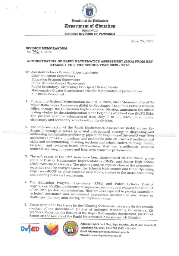 DIVISION MEMORANDUM NO.... - DepEd Pampanga - Records Unit | Facebook