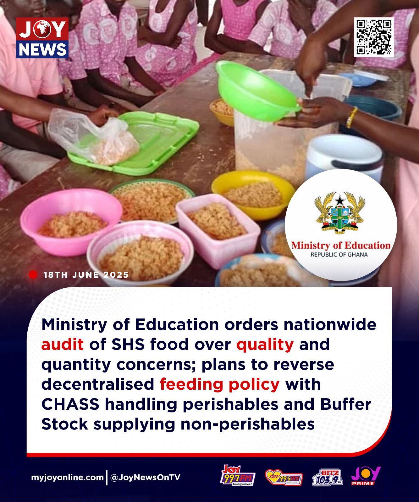 JoyNews - Ministry of Education orders nationwide audit of SHS food ...