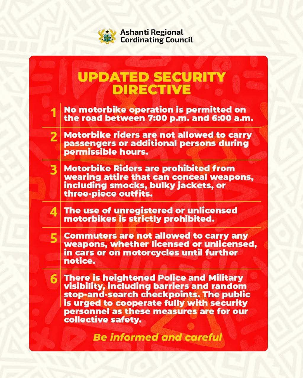 Ashanti - UPDATED SECURITY DIRECTIVE Following the initial security ...