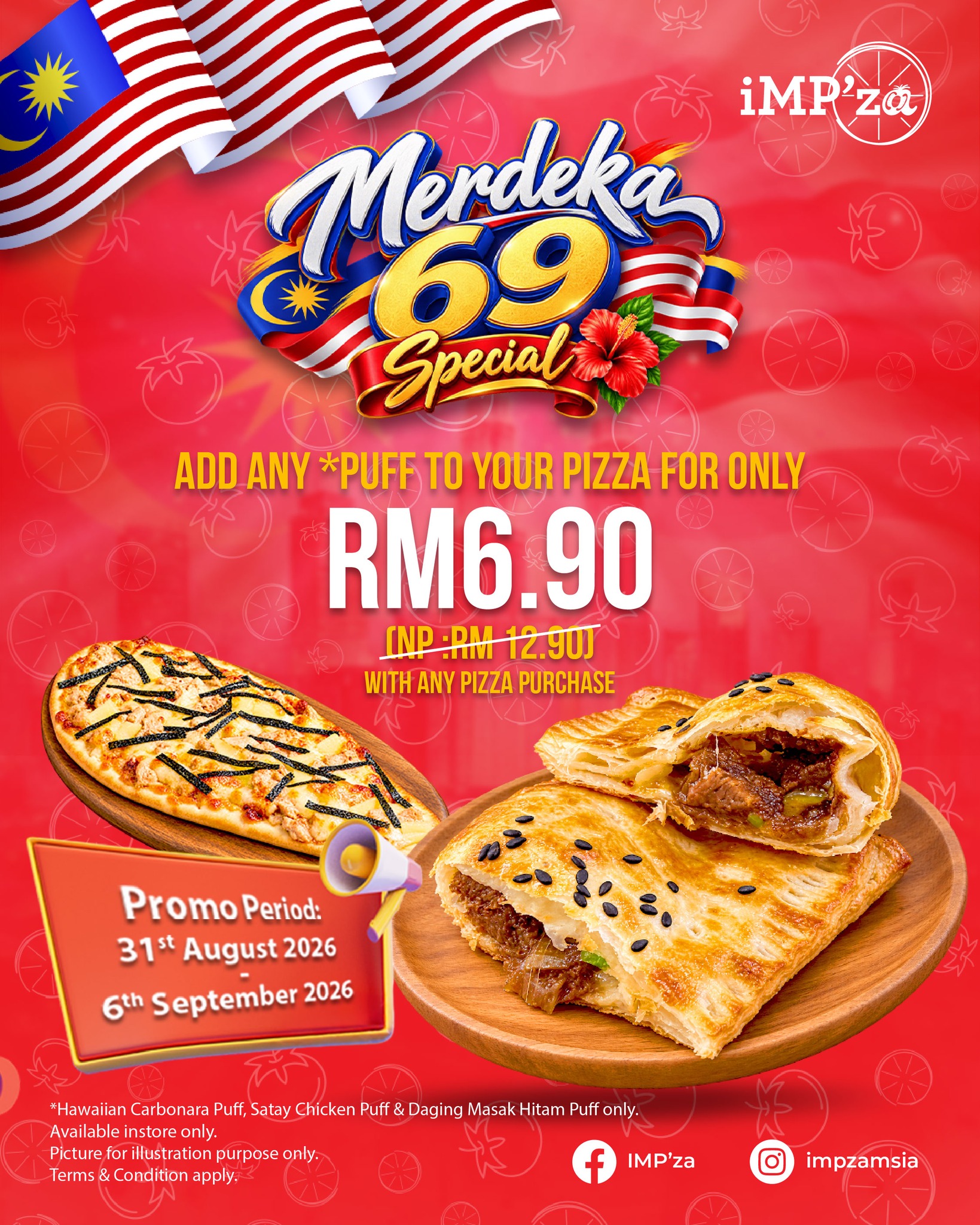 Imp'za Merdeka 69 Special: Pizza and puff for RM6.90 at Imp'za