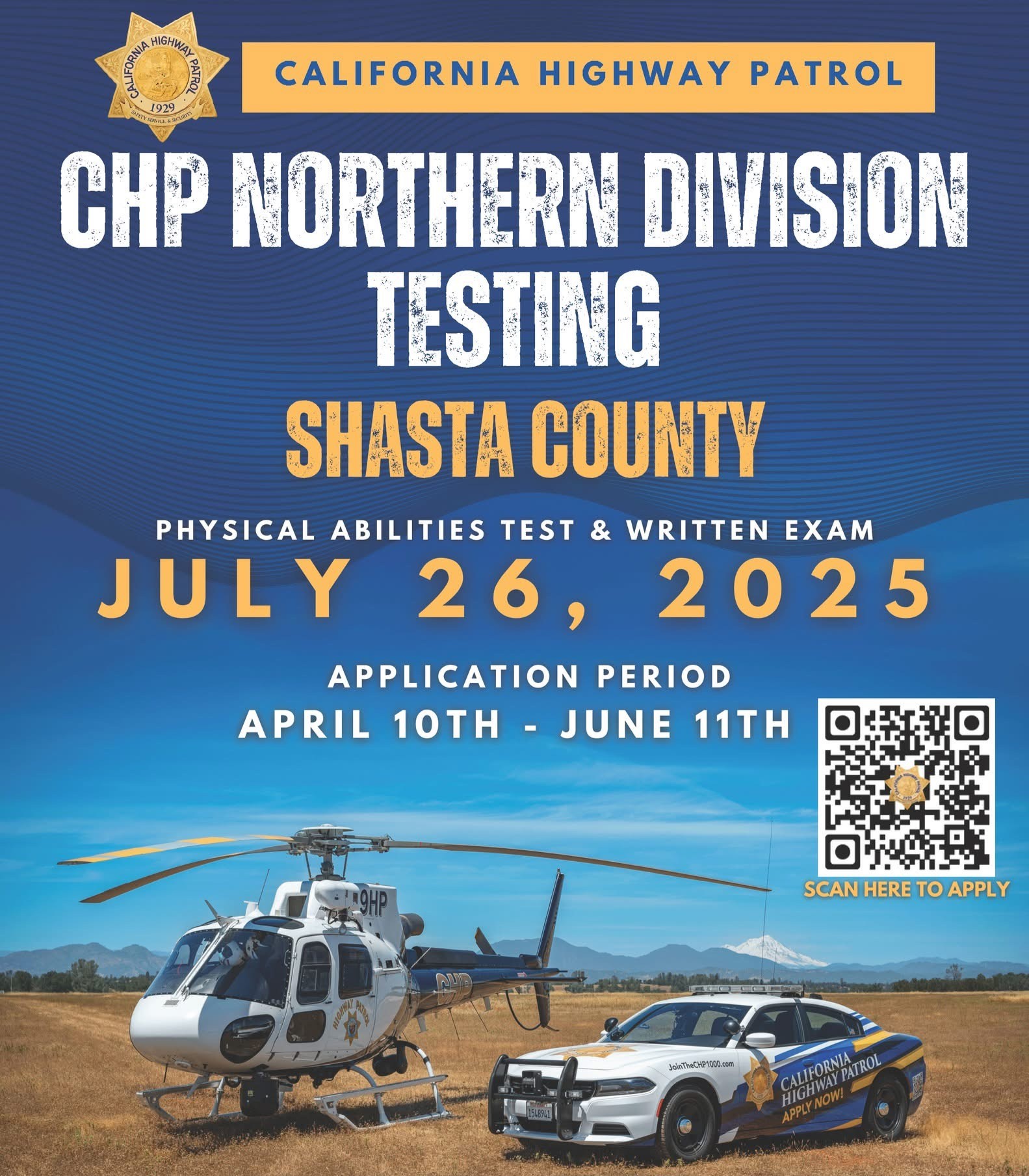 CHP - 🚨 CHP Northern Division Applicant Testing - Shasta County 🚨 ...