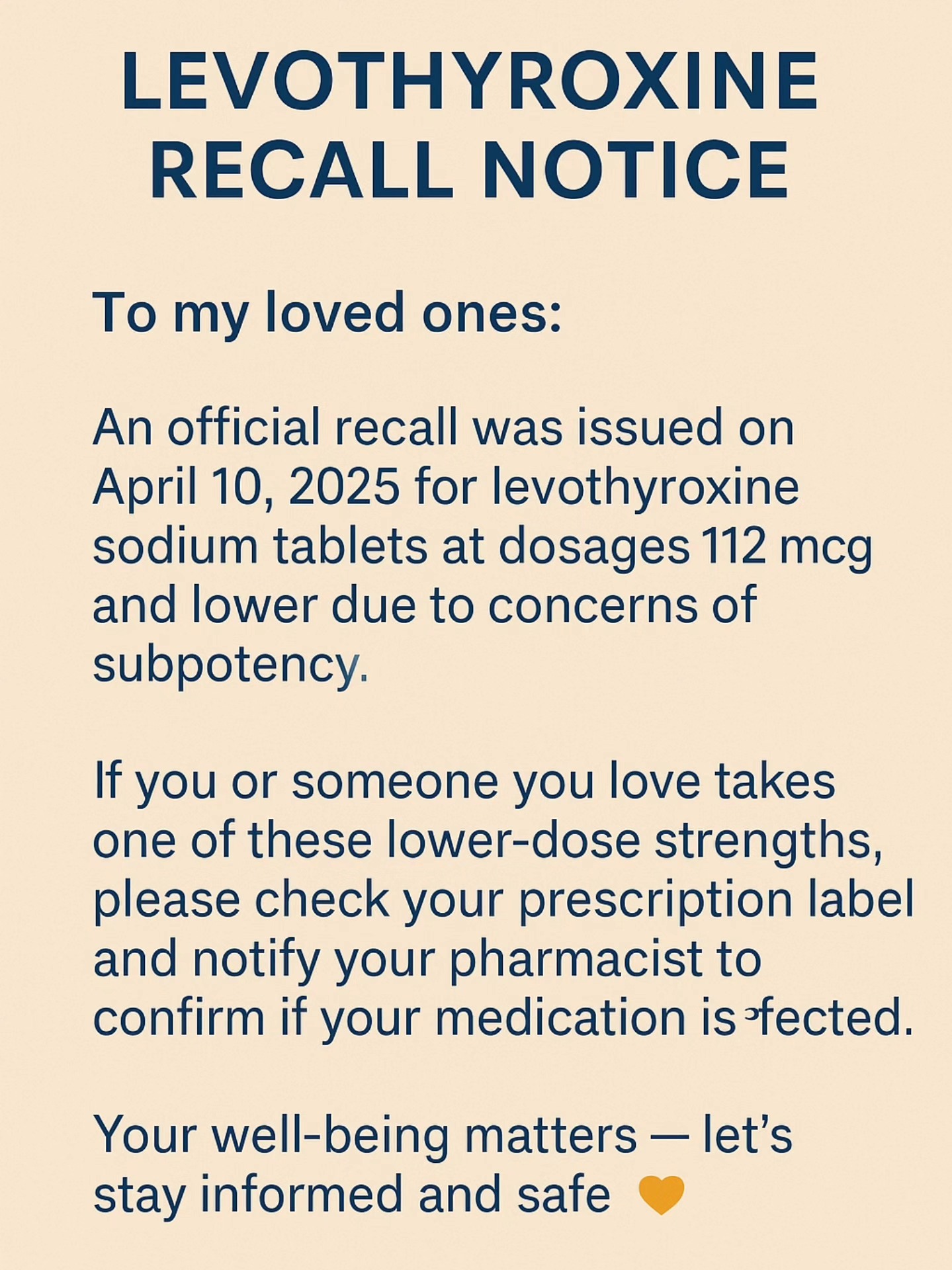 Levothyroxine 2026 Recall Warning