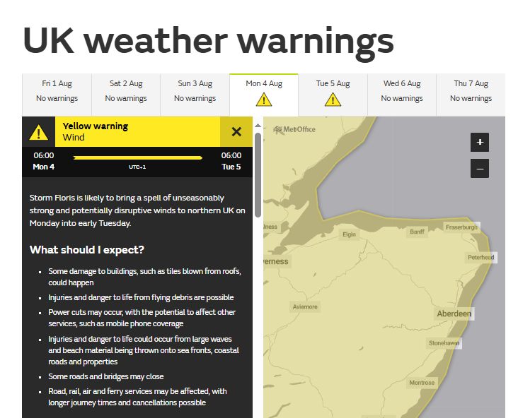 NHS - ⚠️🌬️ Yellow weather warning of wind affecting Grampian between 06 ...