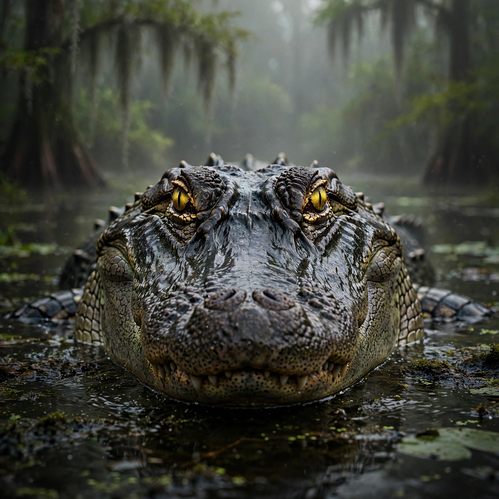 Two powerful alligators engage in a fierce battle as the intense ...