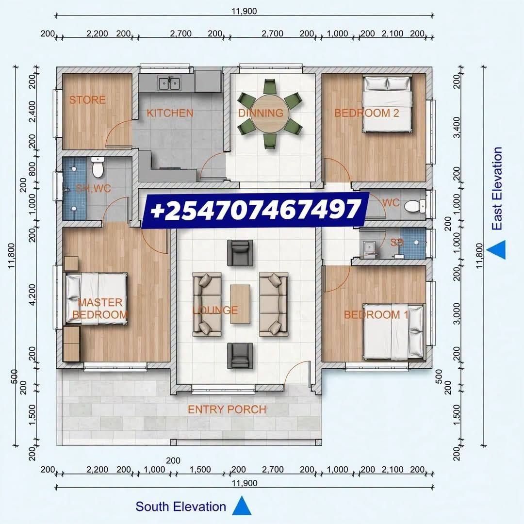 Three bedroom #houseplanskenya #ArchitecturalDesign #housedesign ...