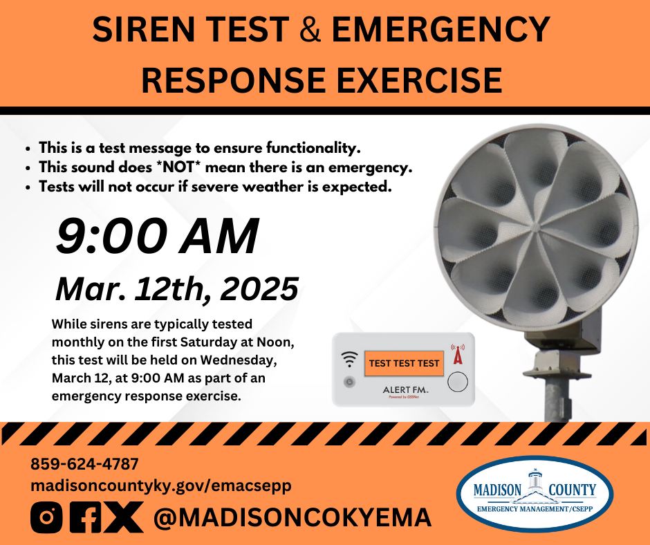 Madison - 🔊 UPCOMING: Siren Test & Emergency Response Exercise – Mar ...