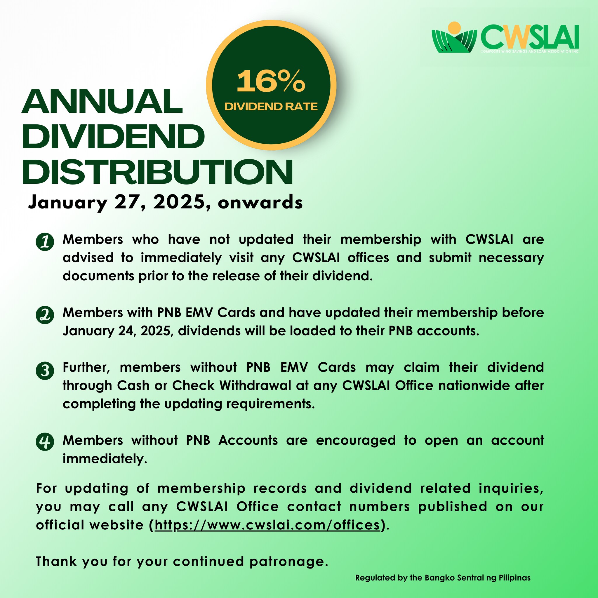 𝐀𝐍𝐍𝐔𝐀𝐋 𝐃𝐈𝐕𝐈𝐃𝐄𝐍𝐃 𝐃𝐈𝐒𝐓𝐑𝐈𝐁𝐔𝐓𝐈𝐎𝐍 (𝟏𝟔% 𝐃𝐈𝐕𝐈𝐃𝐄𝐍𝐃 𝐑𝐀𝐓𝐄) January 27, 2025 ...