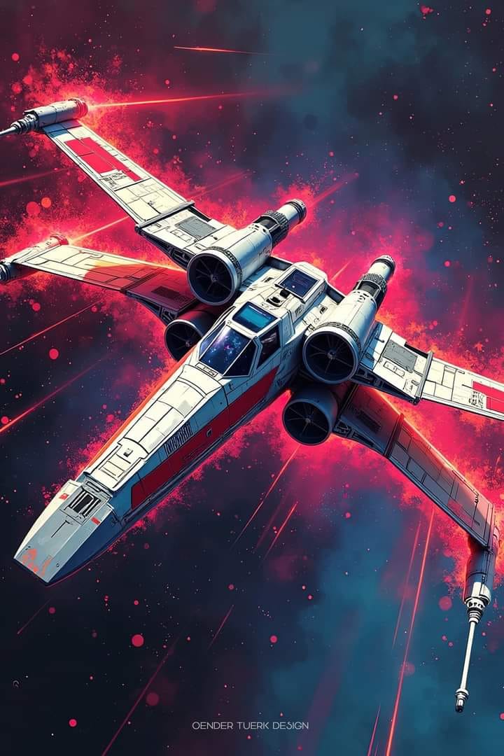 X-Wing. Painted by me in the style of John Berkey using Procreate
