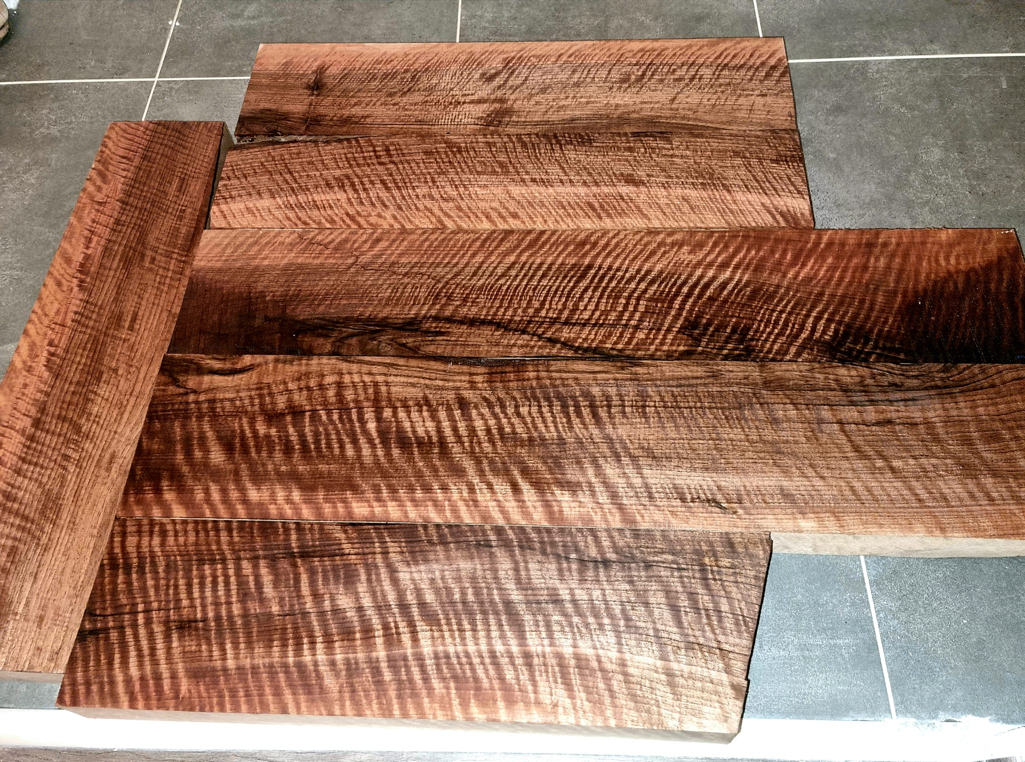 Flame walnut wood pieces for sale