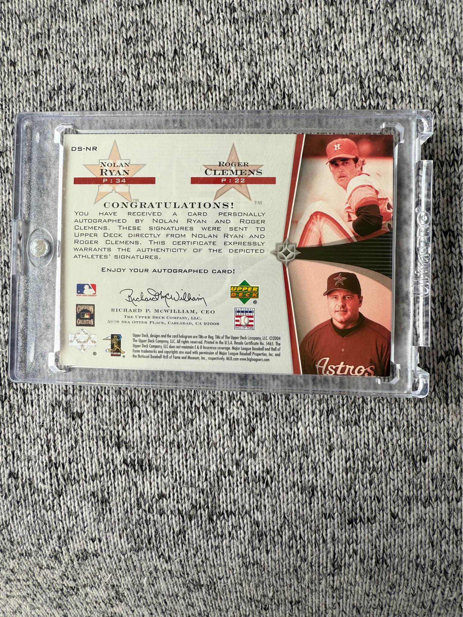 Rare Upper Deck Dynasty Dual Autographed Card Featuring Nolan Ryan 