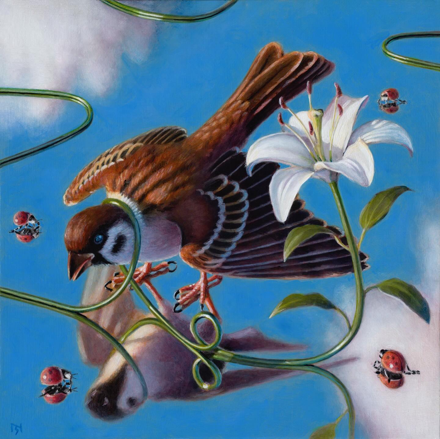 standing on sky acrylic on panel. part of @beinartgallery small
