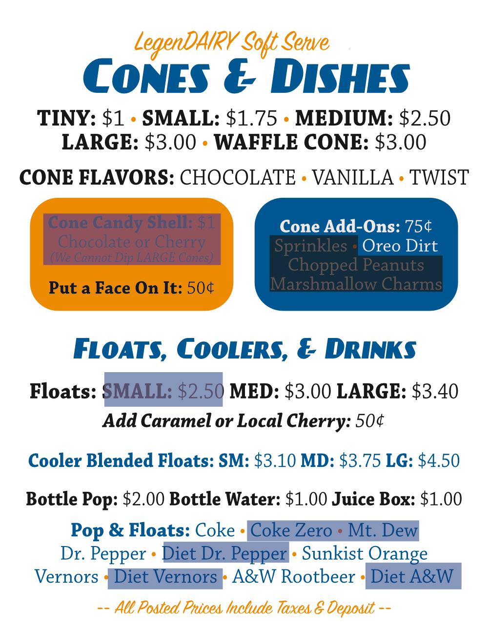Menus for opening weekend. Items... - Lake Ann Corner Cone | Facebook
