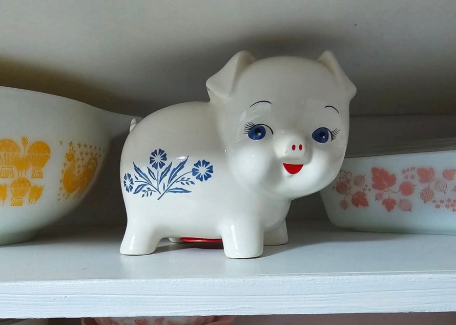 Rare 1950s Hagen Renaker Practical Pig ceramic bank