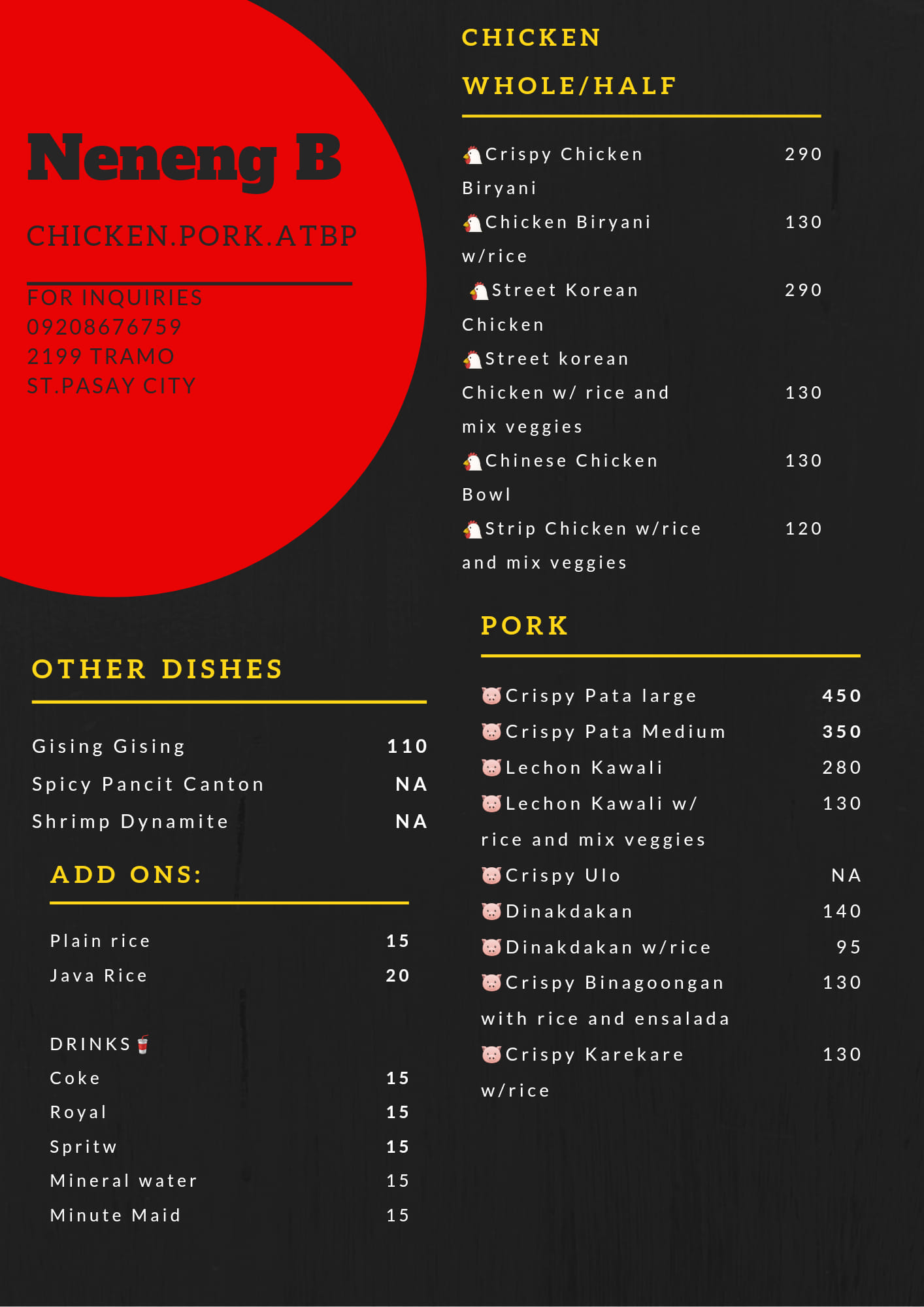 Neneng B - Hiya guys..here's the menu with the price. For... | Facebook