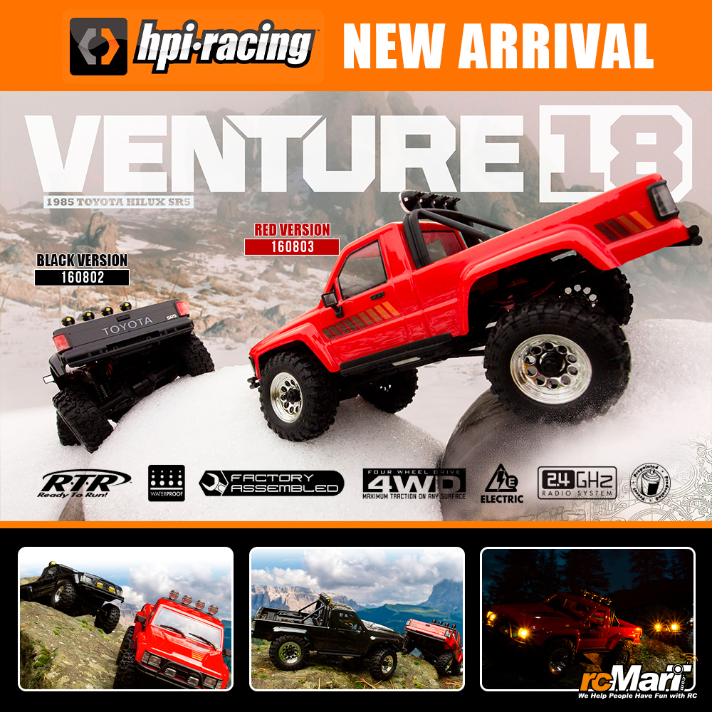 HPI Racing Venture18 Flux Toyota Hilux SR5 RTR | Nero | Scala 1/18, Nuovo