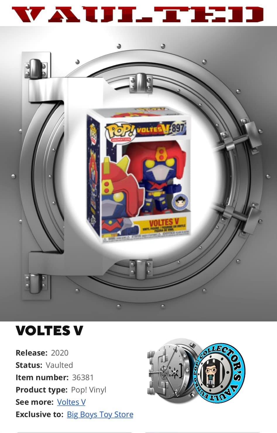 VOLTES V フィギュア POP! ANIMATION 897フィリピン限定 FUNKO POP