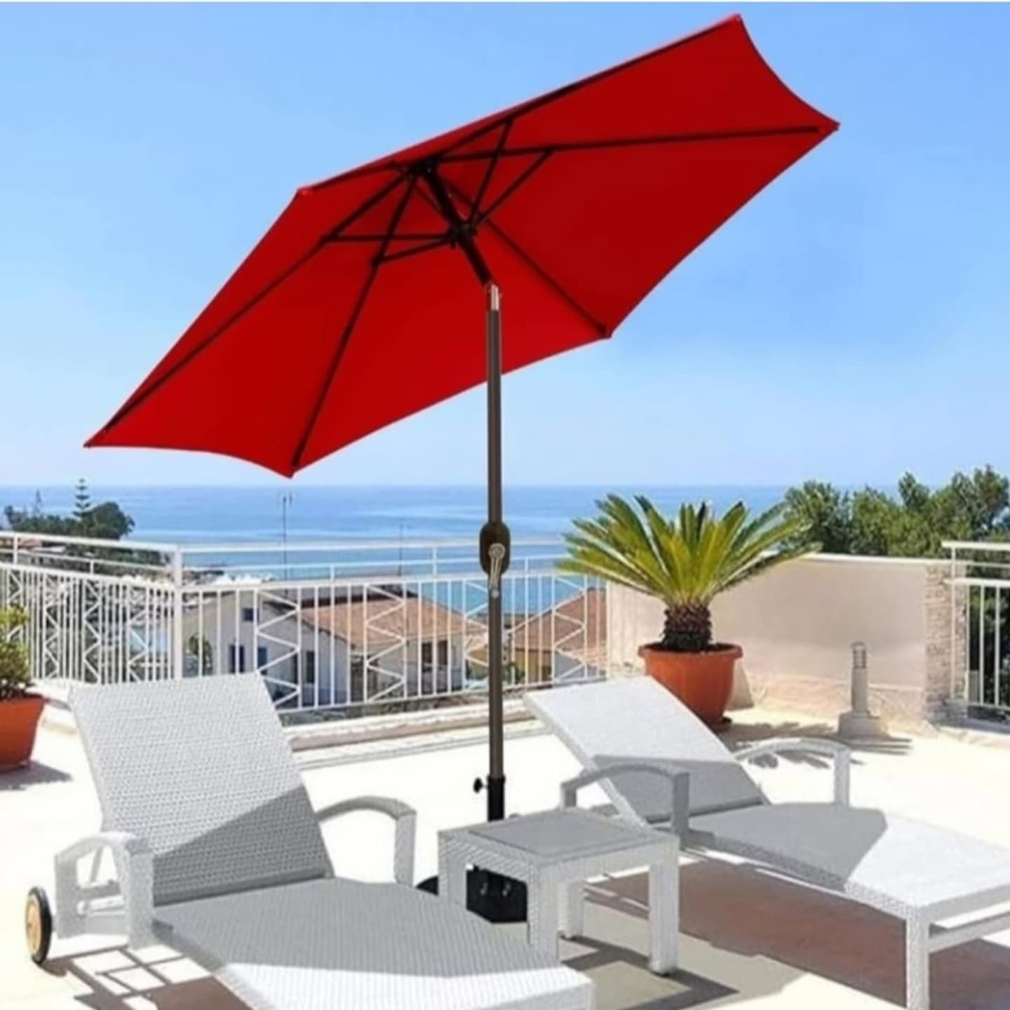 blissun 9 feet patio umbrella ft Solar Umbrella, 32 LED Lighted Umbrella, Table Market Umbrella, Outdoor for Garden, Deck, Backyard, Pool and Beach (Tan) : Patio, Lawn & Garden Blissun 9' Outdoor Patio Umbrella,
