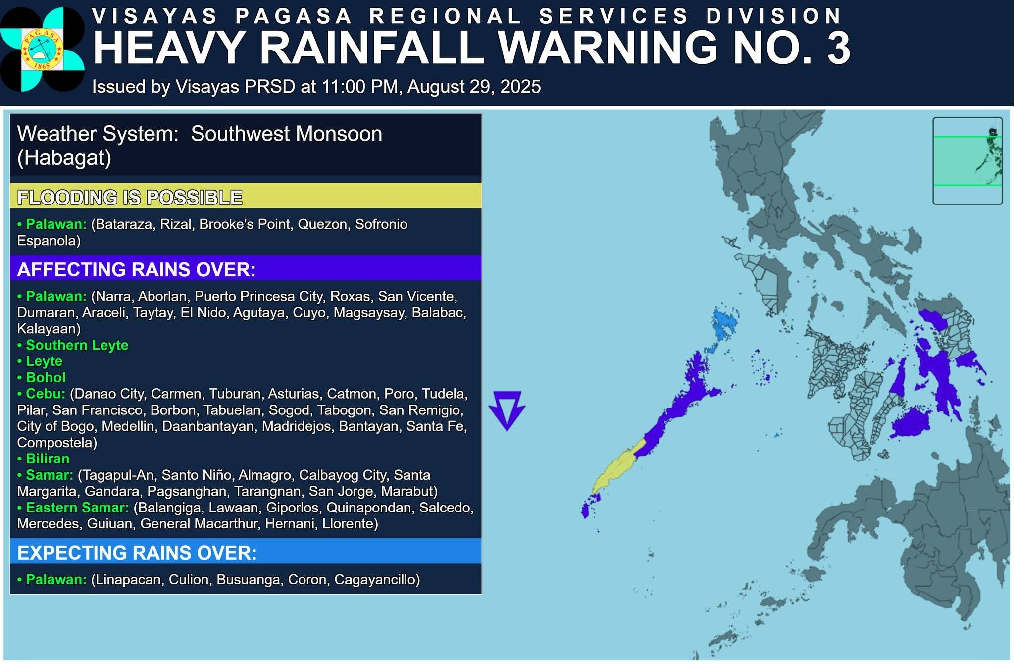 MDRRMO-Poro - Heavy Rainfall Warning No. 3 #VISPRSD Weather System ...