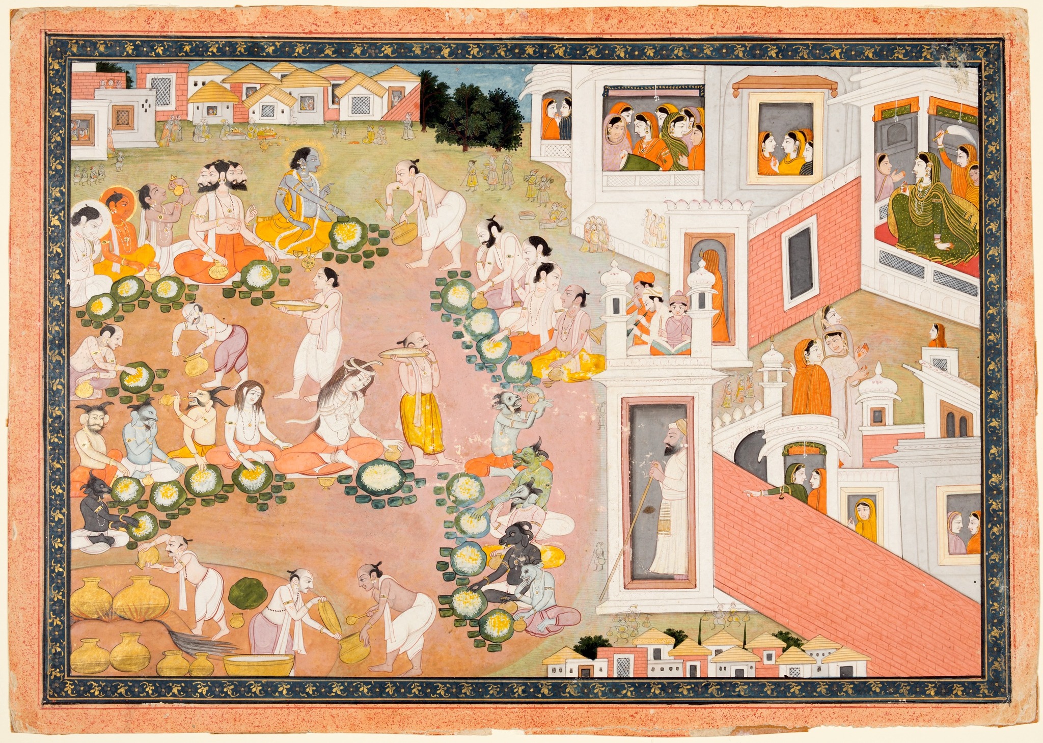 Rare - Rare Painting: Feast where Vishnu decides he will incarnate as ...