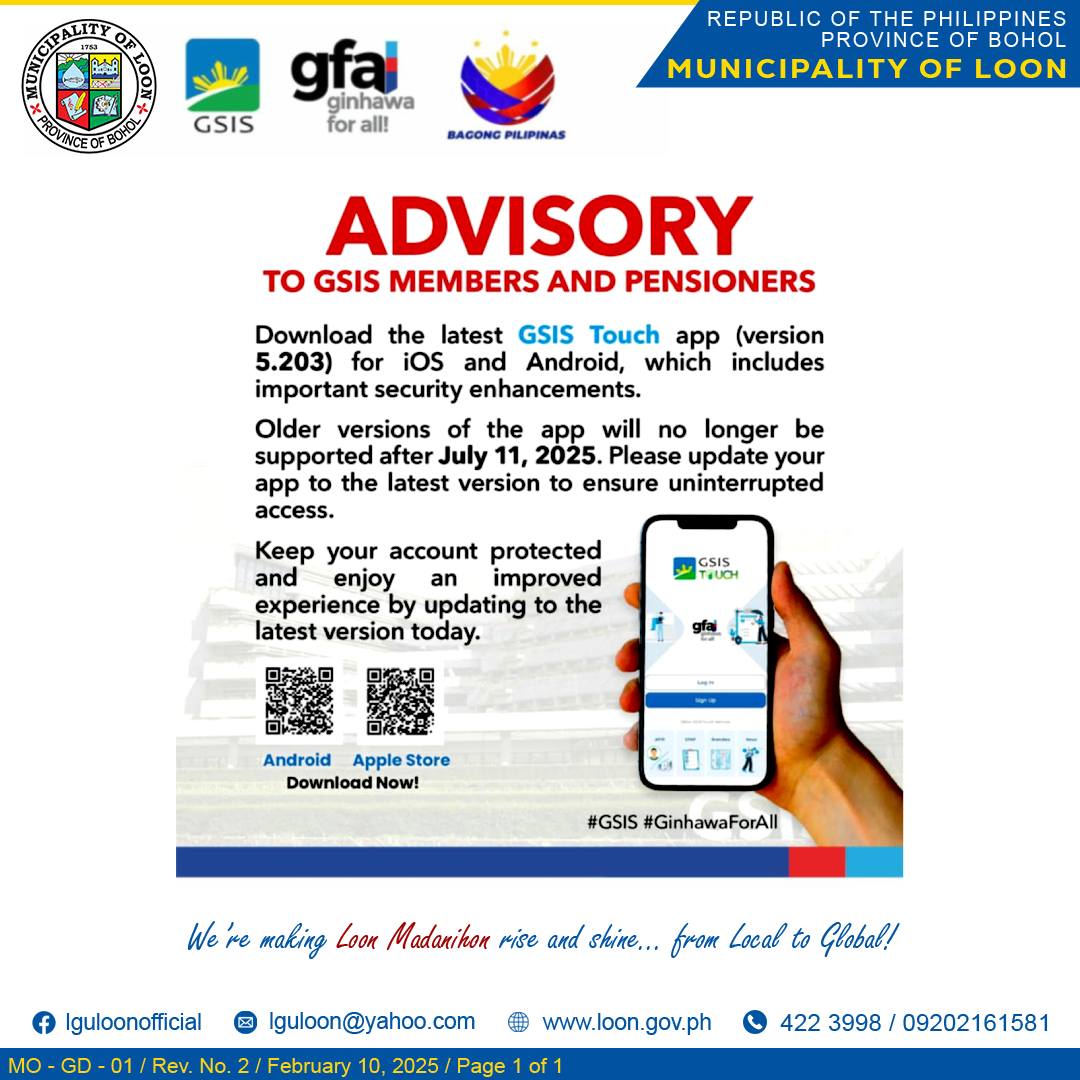 Municipality - Advisory to All GSIS Members and Pensioners! Stay ...