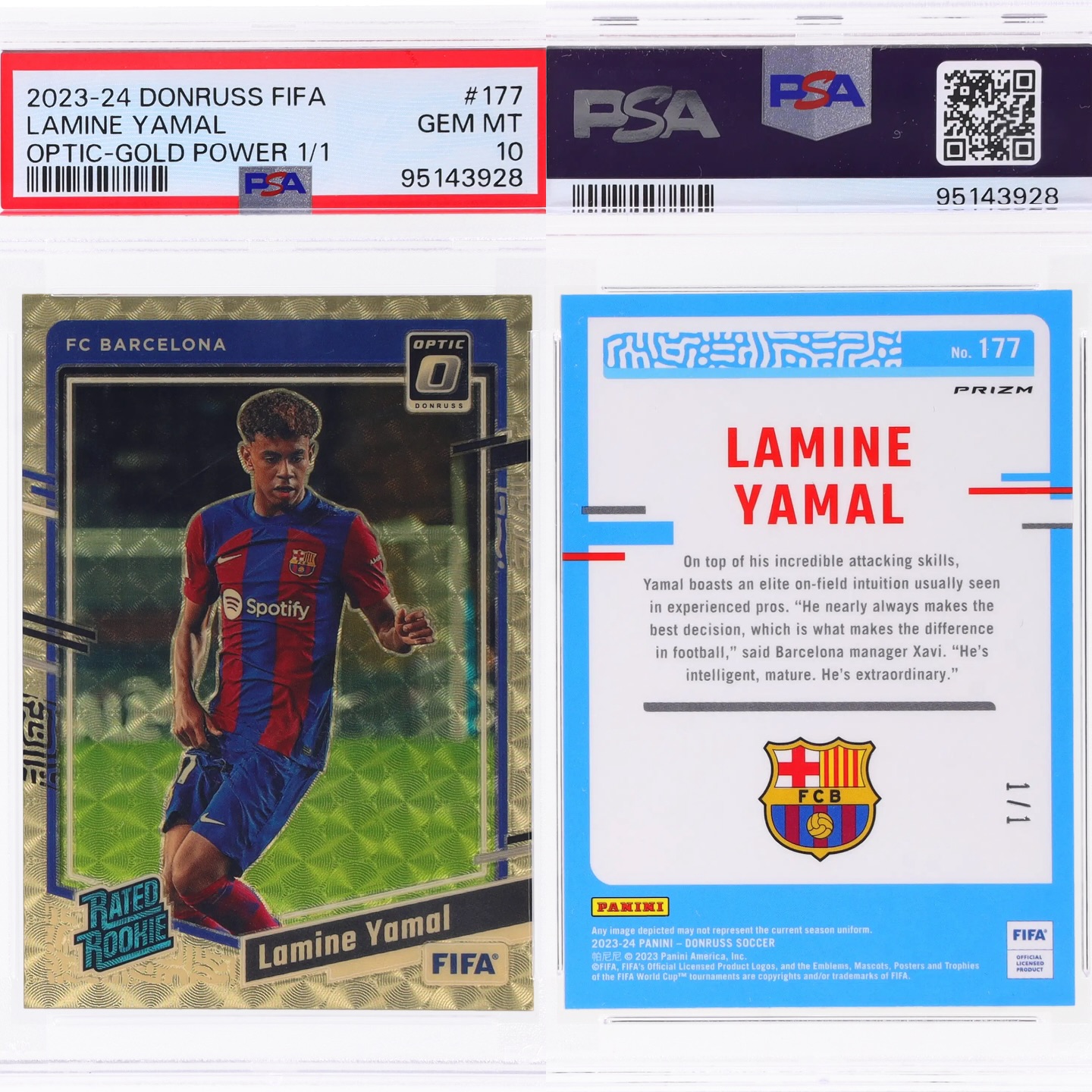 JUST SOLD: This Lamine Yamal 1/1 card featuring an actual piece of 
